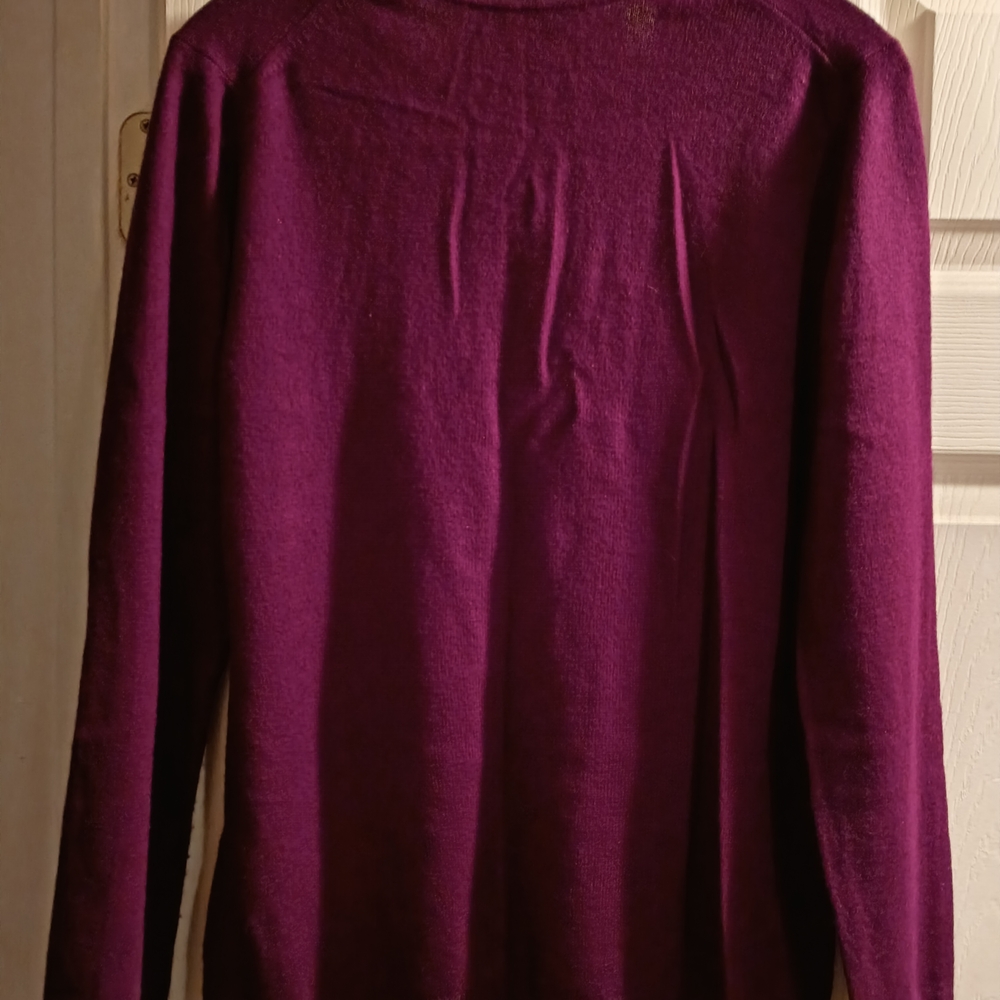NWOT Charter Club Women's  Deep Purple 100% Pure Cashmere V-Neck Sweater - Picture 3 of 3